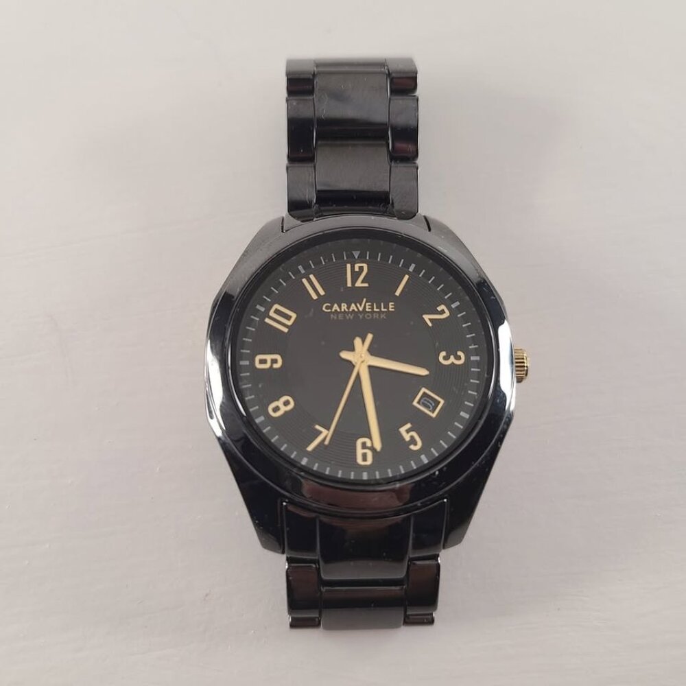 Caravelle 45M109 Women's New York Black Dial Black Ceramic Bracelet Watch